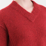 Paychi Guh Apparel Womens Sweaters Dreamy V-Neck Pullover in Garnet