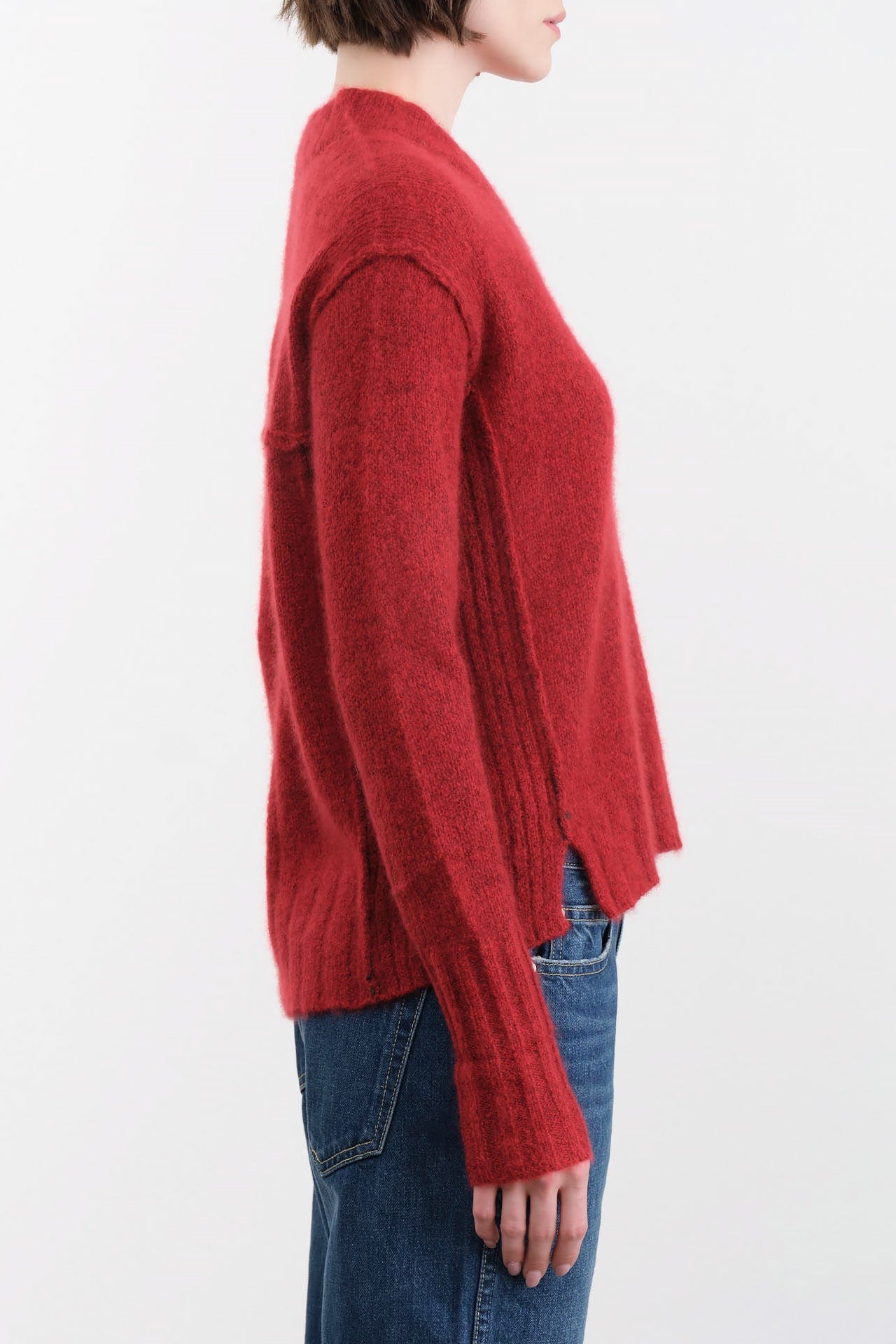 Paychi Guh Apparel Womens Sweaters Dreamy V-Neck Pullover in Garnet