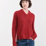Paychi Guh Apparel Womens Sweaters Dreamy V-Neck Pullover in Garnet