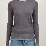 Front of L/S Printed Crew in Grey