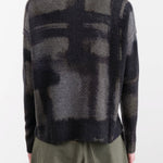 Paychi Guh Apparel Womens Sweaters Painted Plaid Crew