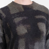Paychi Guh Apparel Womens Sweaters Painted Plaid Crew