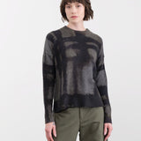 Paychi Guh Apparel Womens Sweaters Painted Plaid Crew