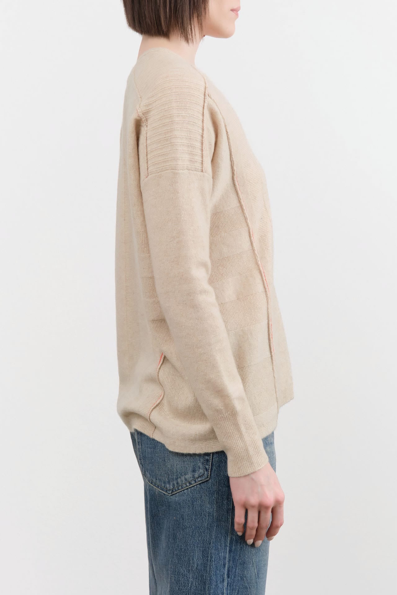 Paychi Guh Apparel Womens Sweaters Panel V-Neck Pullover