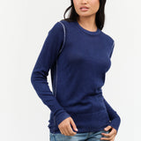 Paychi Guh Printed Crew Sweater in Blue