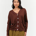 Paychi Guh Relaxed V-Neck Cardigan in Star Anise 