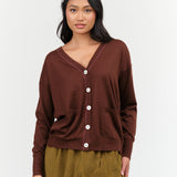 Paychi Guh Relaxed V-Neck Cardigan in Star Anise 