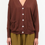 Relaxed V-Neck Cardigan by Paychi Guh in Star Anise 