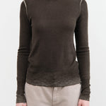Paychi Guh Apparel Womens Sweaters Reversible Printed Crew Sweater in Black Olive