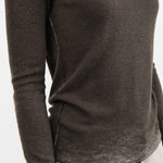 Paychi Guh Apparel Womens Sweaters Reversible Printed Crew Sweater in Black Olive