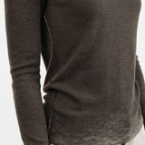 Paychi Guh Apparel Womens Sweaters Reversible Printed Crew Sweater in Black Olive