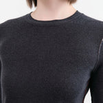 Paychi Guh Apparel Womens Sweaters Reversible Printed Crew Sweater in Off Black
