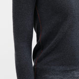 Paychi Guh Apparel Womens Sweaters Reversible Printed Crew Sweater in Off Black
