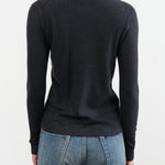 Paychi Guh Apparel Womens Sweaters Reversible Printed Crew Sweater in Off Black