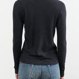 Paychi Guh Apparel Womens Sweaters Reversible Printed Crew Sweater in Off Black