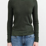Paychi Guh Apparel Womens Sweaters Reversible Printed Crew Sweater in Pine Green