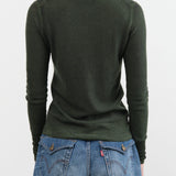 Paychi Guh Apparel Womens Sweaters Reversible Printed Crew Sweater in Pine Green