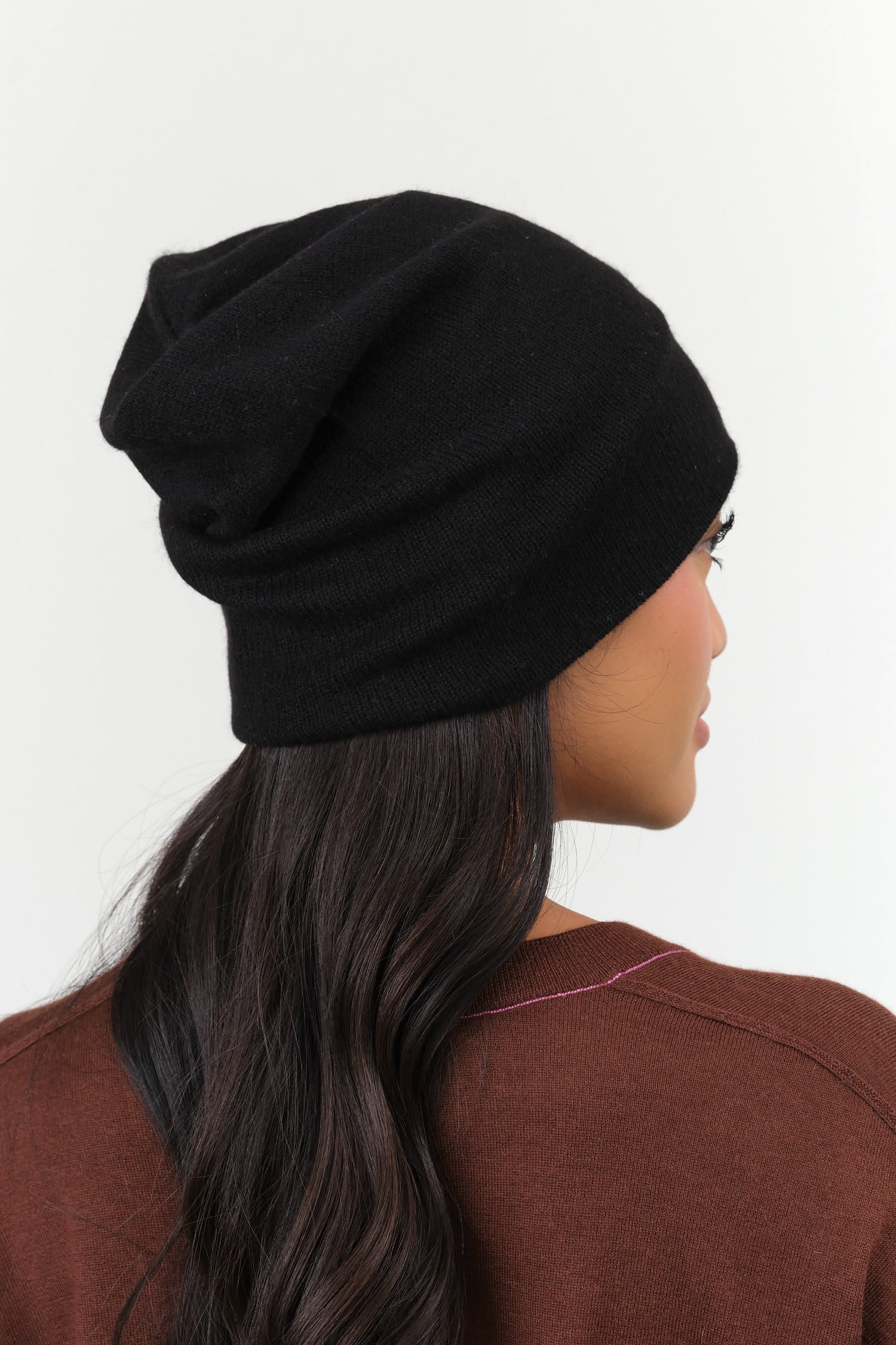 Black Slouchy Beanie by Paychi Guh