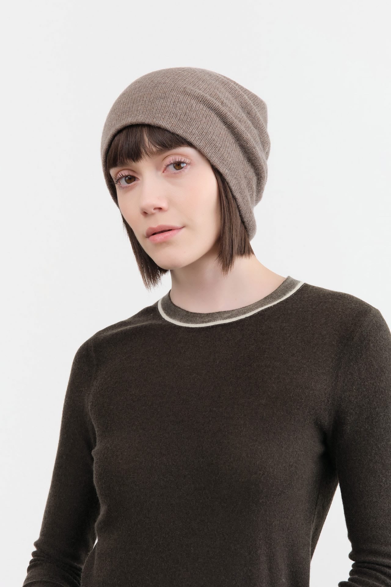 Paychi Guh Accessories Hats Slouchy Beanie in Caribou Caribou