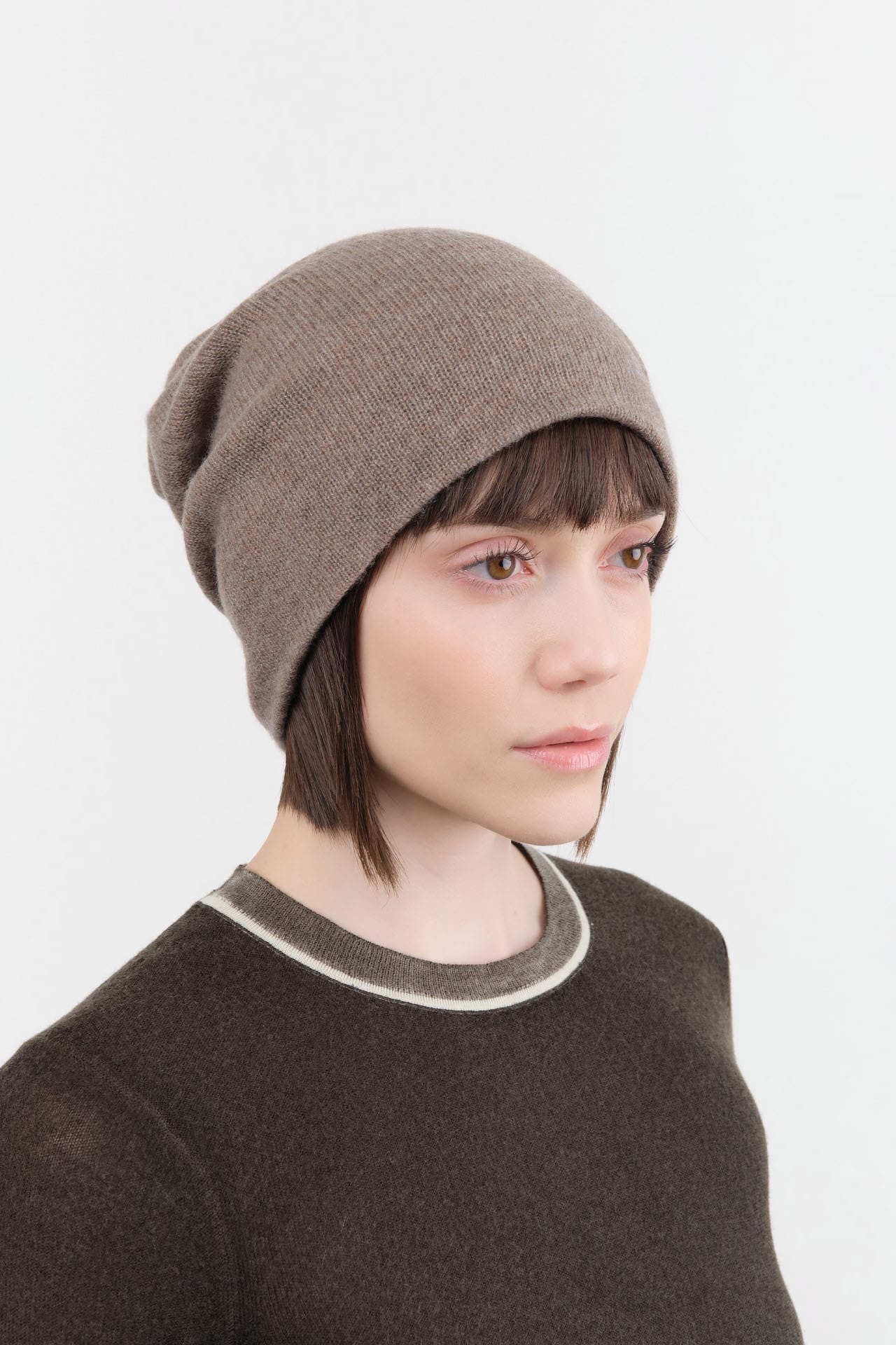 Paychi Guh Accessories Hats Slouchy Beanie in Caribou Caribou