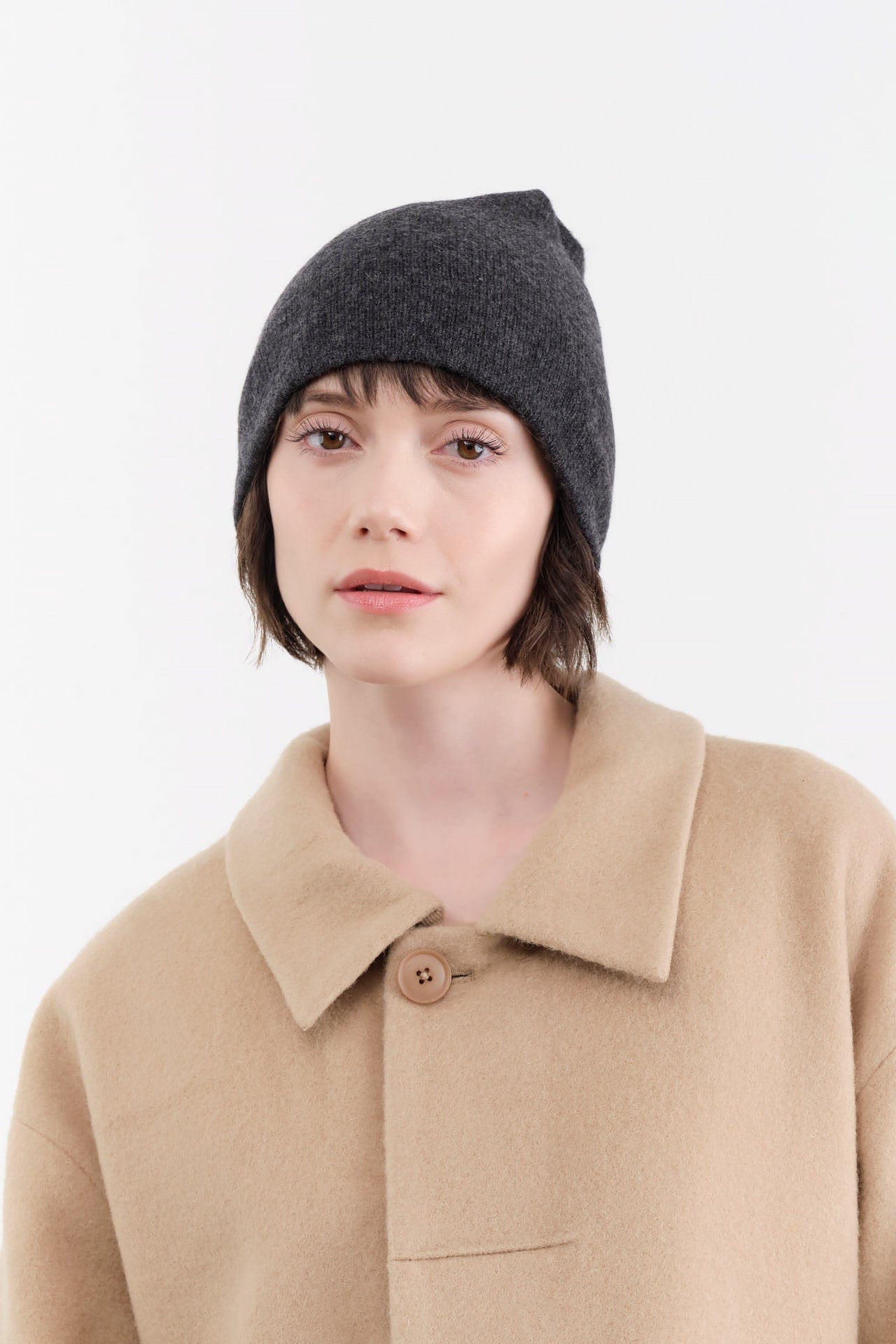 Paychi Guh Accessories Hats Slouchy Beanie in Charcoal Charcoal / One Size