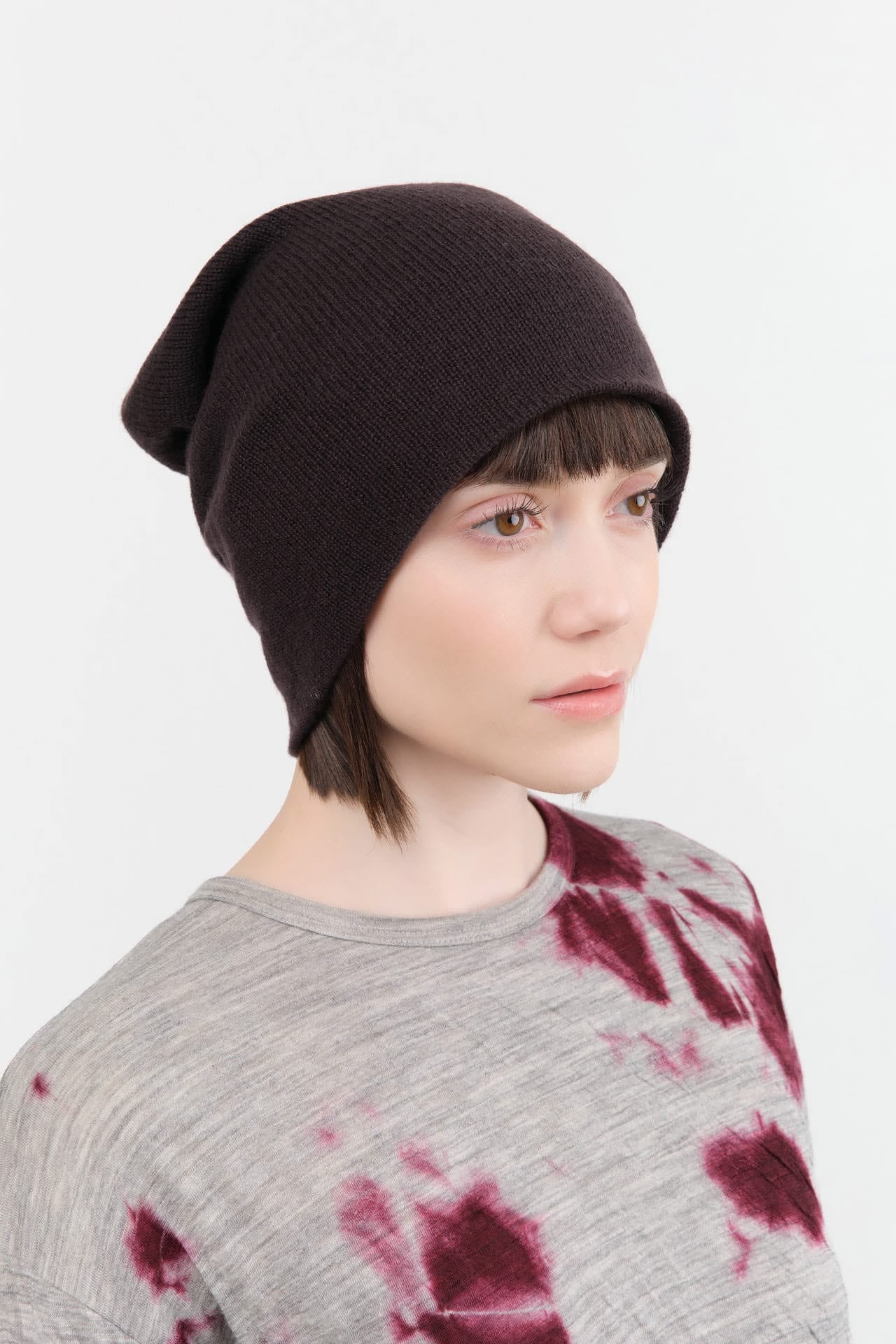 Paychi Guh Accessories Hats Slouchy Beanie in Dark Chocolate Dark Chocolate