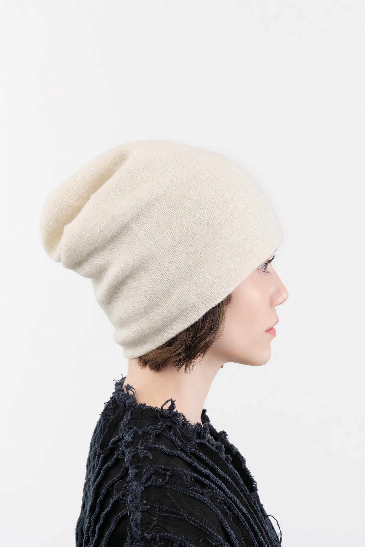 Paychi Guh Accessories Hats Slouchy Beanie in Natural Natural / One Size
