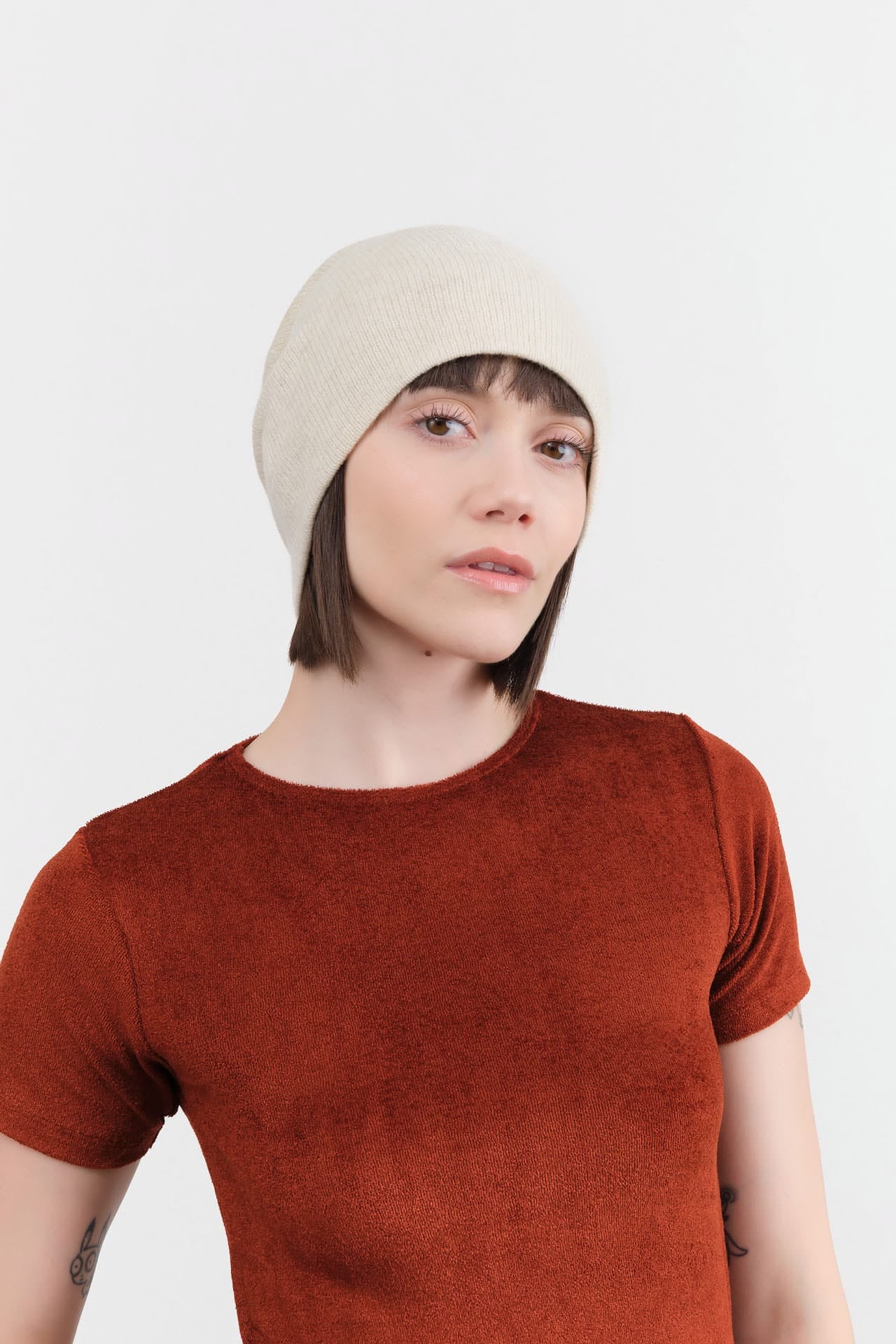 Paychi Guh Accessories Hats Slouchy Beanie in Natural Natural