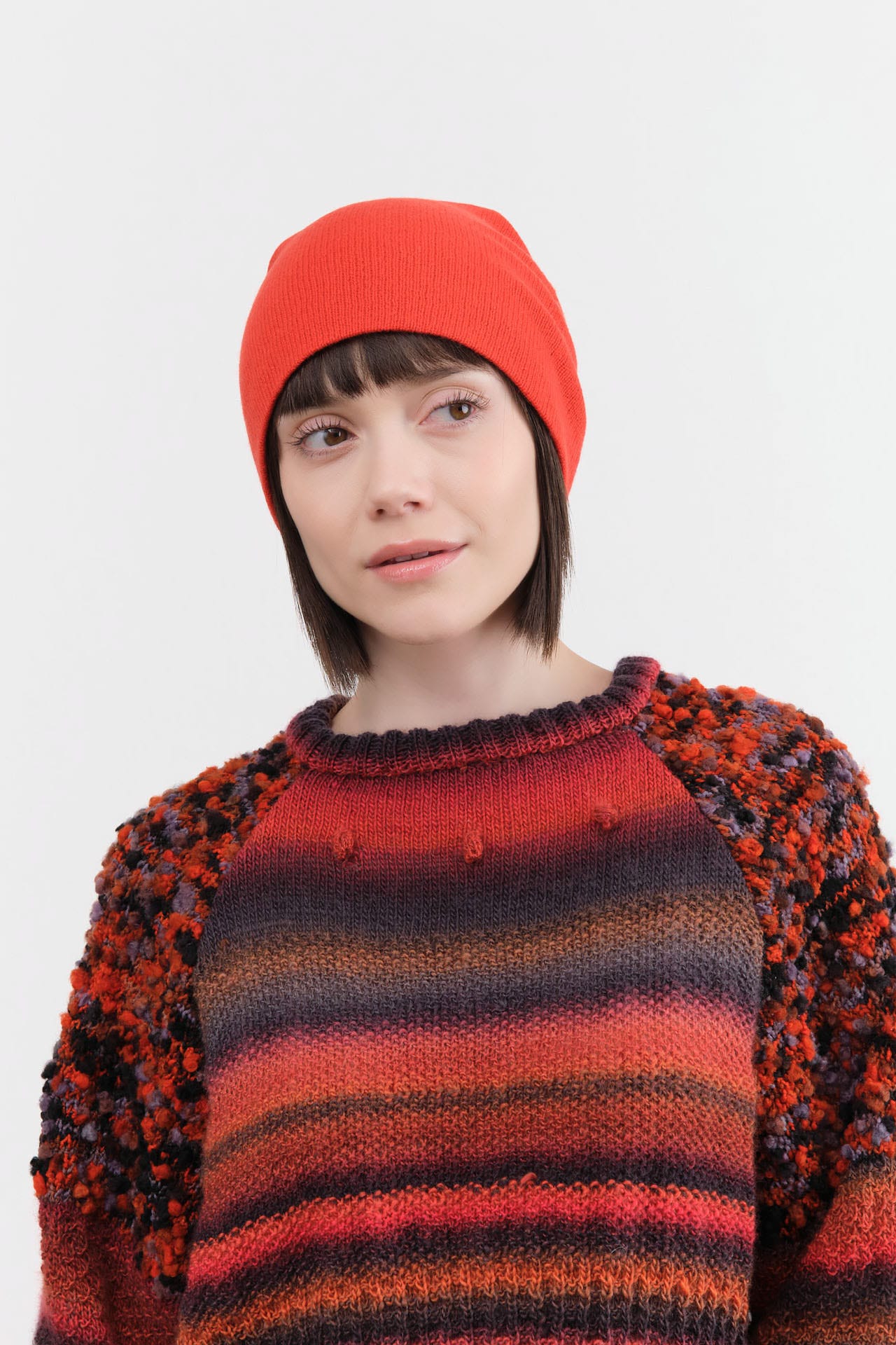 Paychi Guh Accessories Hats Slouchy Beanie in Rococco Red Rococco Red