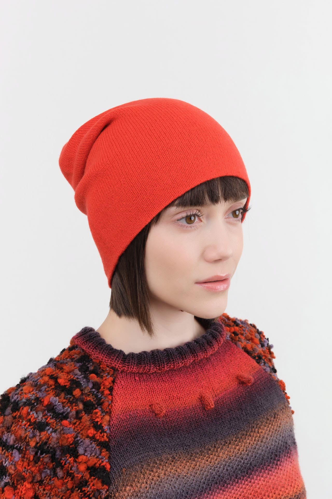 Paychi Guh Accessories Hats Slouchy Beanie in Rococco Red Rococco Red