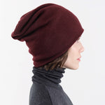 Paychi Guh Accessories Hats Slouchy Beanie in Wine Wine / One Size