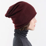 Paychi Guh Accessories Hats Slouchy Beanie in Wine Wine / One Size