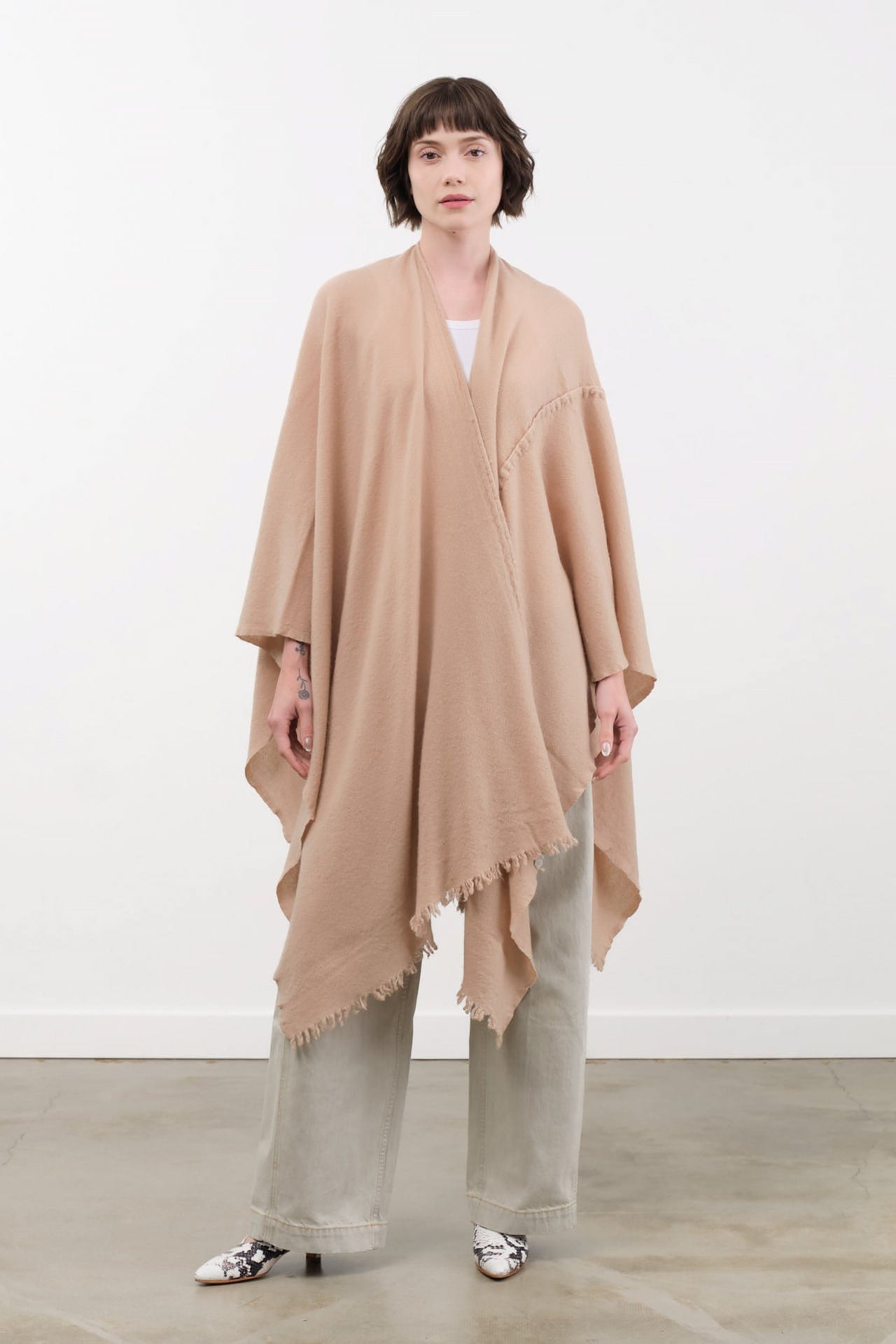 Private 0204 Accessories Scarves 1810 Pucho Cashmere Vintage Finish Scarf Sanda / One Size