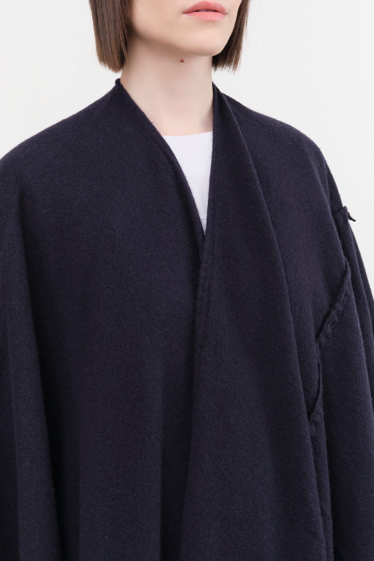 Private 0204 Accessories Scarves 1810 Pucho Cashmere Vintage Finish Scarf in Navy Navy