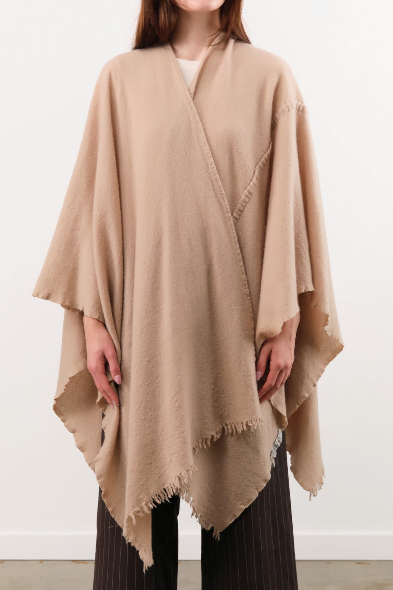 Private 0204 Apparel Womens Sweaters 1810 Pucho Cashmere Vintage Finish Scarf in Sanda Sanda