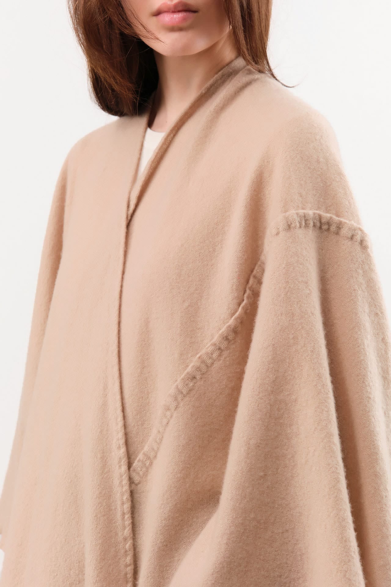 Private 0204 Apparel Womens Sweaters 1810 Pucho Cashmere Vintage Finish Scarf in Sanda Sanda