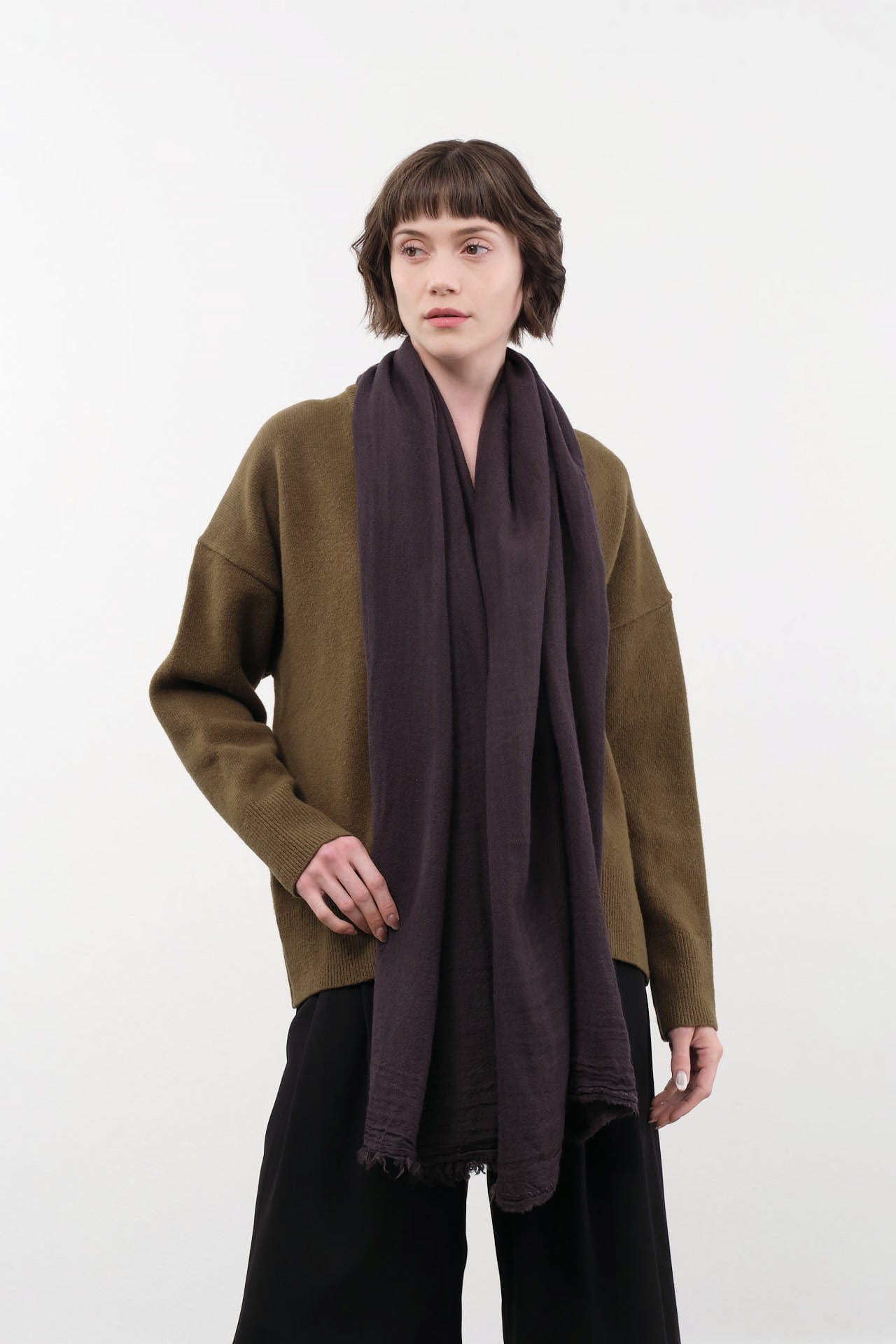 Private 0204 Accessories Scarves 601 Net Cashmere Scarf in Cafe Grey Cafe Grey / One Size