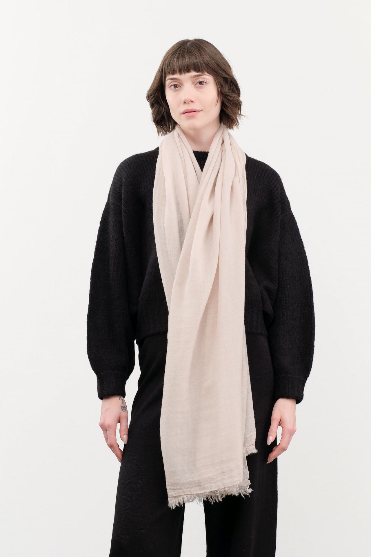 Private 0204 Accessories Scarves 601 Net Cashmere Scarf in Champagne Champagne / One Size