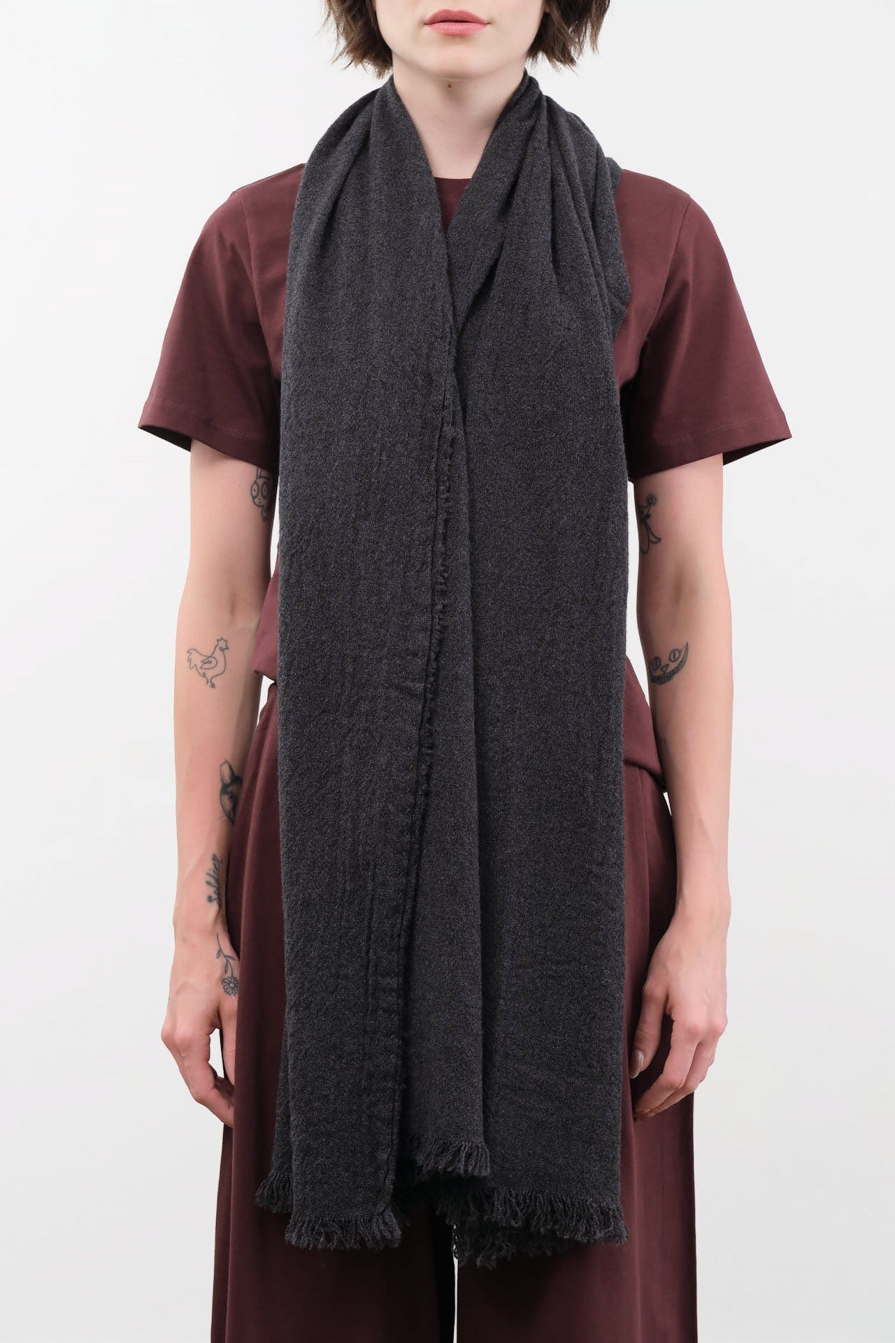 Private 0204 Accessories Scarves 615 Simple Picco Cashmere Scarf in Coal Coal / One Size
