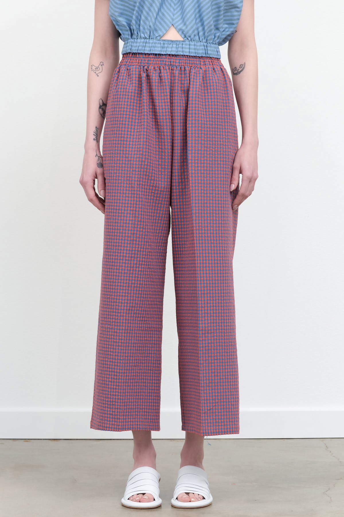 Front view of Gingham Sunday Pants
