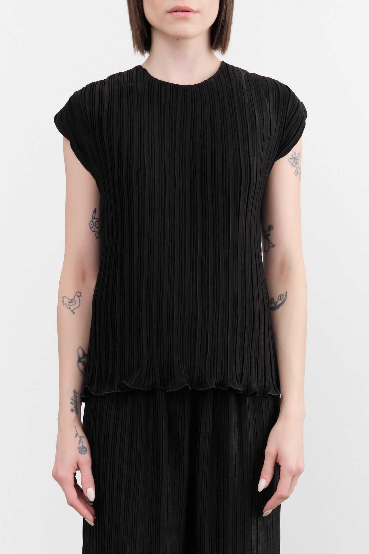Proche Apparel Womens Blouses Pleated Sheath Top