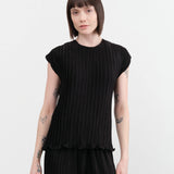 Proche Apparel Womens Blouses Pleated Sheath Top