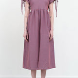 Puckered Amphora Dress by Proche Designer Sale in Gingham Purple