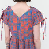 Proche Summer Picnic Gingham Pink and Purple Puckered Amphora Dress