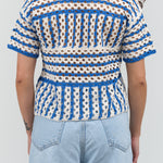 Back view of Striped Crochet Polo
