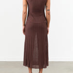 Sheer Sleeveless Midi Allegre Dress in Bark Brown Rachel Comey Designer Brand