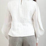 Rachel Comey Button Closure Quilted Silk White Arlo Top