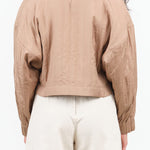 Long Sleeve Quilted Arma Top in Khaki Brown Gold by Rachel Comey Designer Brand 