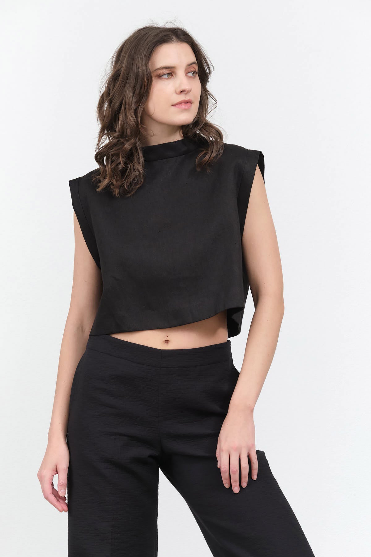 Styled view of Bacchus Top in Black