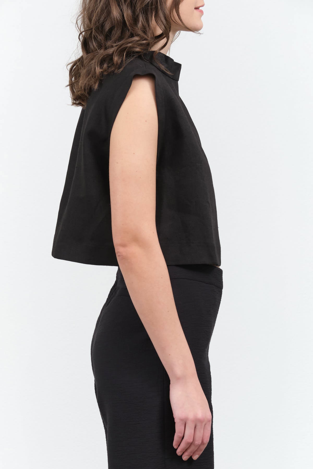 Side view of Bacchus Top in Black